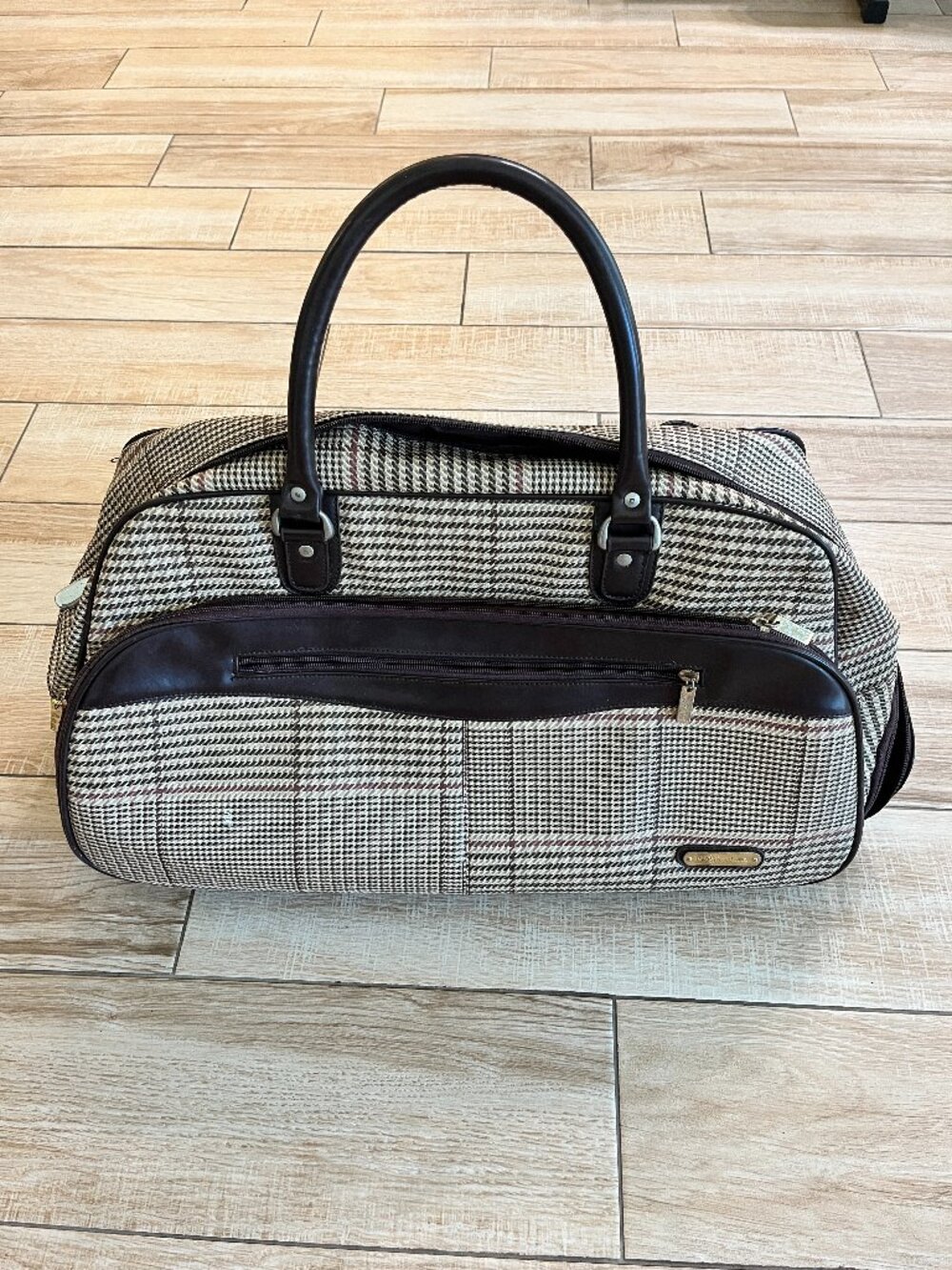Polo Ralph Lauren Brown/Cream Houndstooth Rolling Duffel Bag